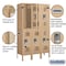 Salsbury Industries 2 Tier Vented Locker, 36"Wx66"Hx15"D, 6 Door, Tan, Unassembled 72355TN-U - alternate 3